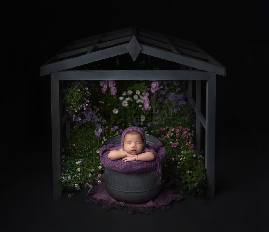 Clare Long Photography Newborn Photographer Kent purple pink baby sleep