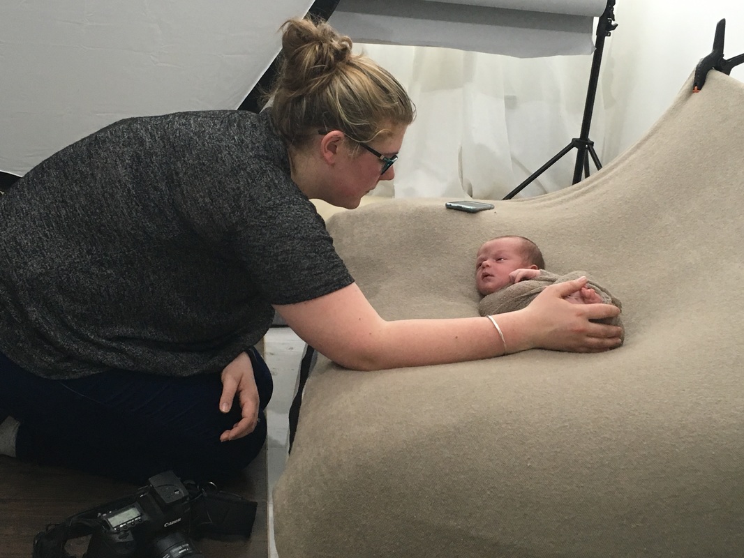 Behind the scenes Newborn photos beanbag shot kent