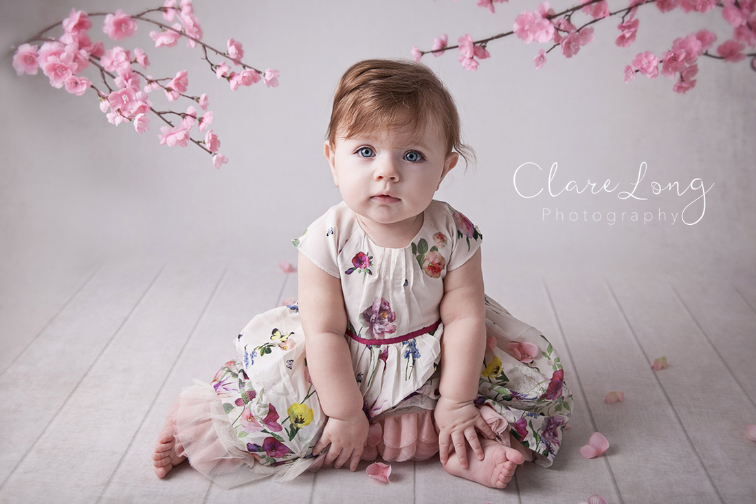 Clare Long Photography Bexley Kent photographer Sitter session Cherry Blossom girl baby